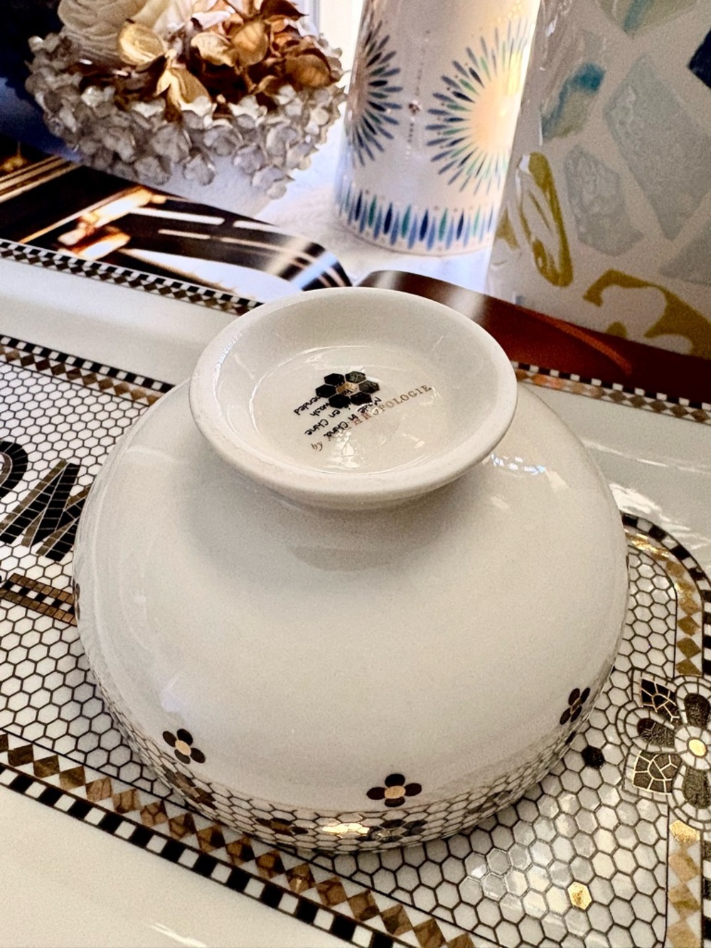 NWT Anthropologie Bistro Tile ‘Ooh La La' Nut Bowl - Picture 10 of 12